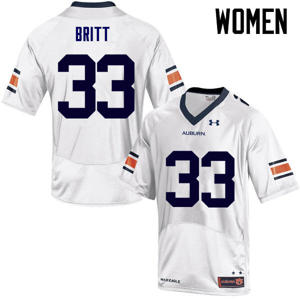 Women Auburn Tigers #33 K.J. Britt College Football Jerseys Sale-White - Click Image to Close